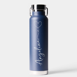 Personalized Your Name Script Blue Wedding Water Bottle