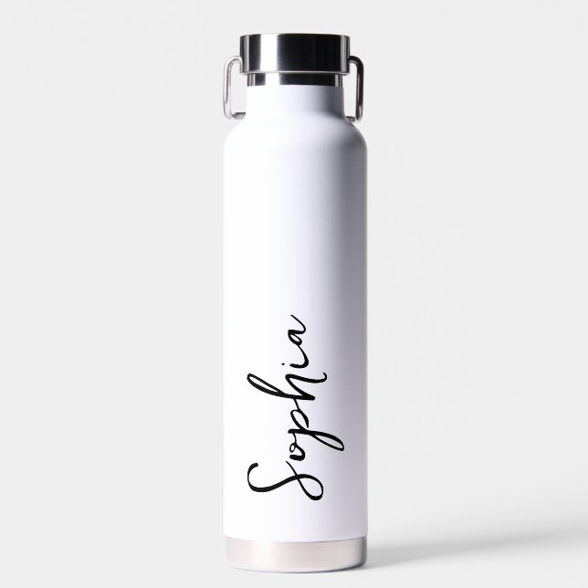 Personalized Your Name Script White Wedding  Water Bottle (Front)