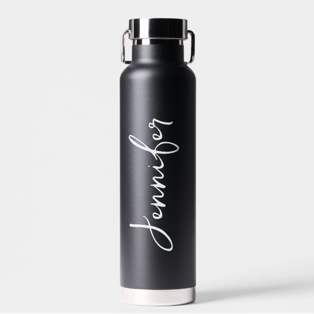 Personalized Your Name Wedding Gift Black Water Bottle (Front)