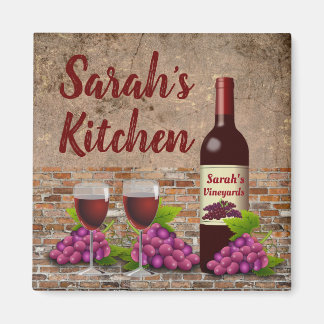 Personalized Your Name Wine Glasses Custom Magnet