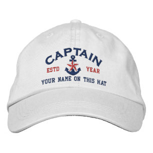 Personalized Your Name Year Captain Star Anchor Embroidered Hat