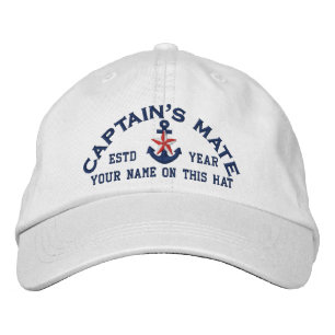 Personalized Your Name Year Captain's Mate Star Embroidered Hat