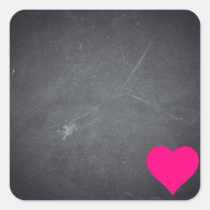 Personalized Your Own Black Chalkboard Pink Heart Square Sticker