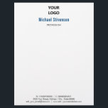 Personalized Your Own Design Logo Text Letterhead<br><div class="desc">Custom Colours and Font Simple Personalized Your Logo Name Profession Address Contact Information Personal / Business Modern Letterhead - Add Your Logo and Name - Company / Profession - Title / Address / Contact Information - Phone / E-mail / Website / more - Choose / add your favourite Font -...</div>
