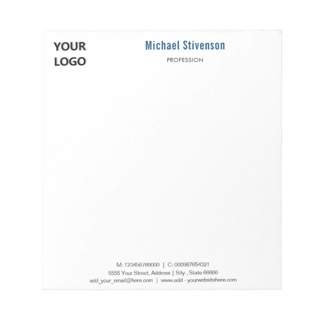 Personalized Your Own Design Text and Logo Notepad (Front)