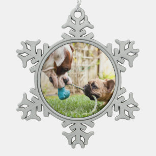 Personalized Your Pet Dog Cat Photo Picture Image  Snowflake Pewter Christmas Ornament