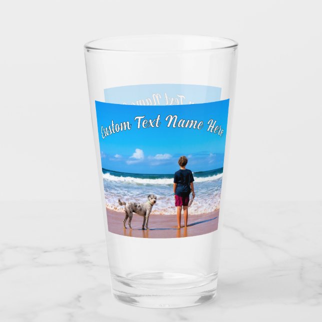 Personalized Your Pet Photo Glass Make Custom Text (Front)