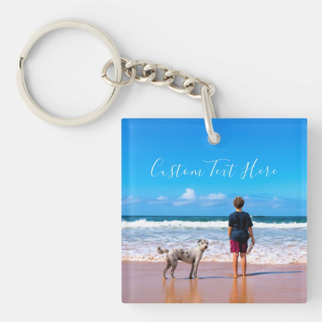 Personalized Your Pet Photo Keychain Custom Text (Front)