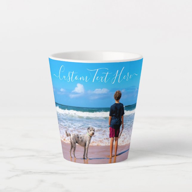 Personalized Your Pet Photo Latte Mug Custom Text (Front)