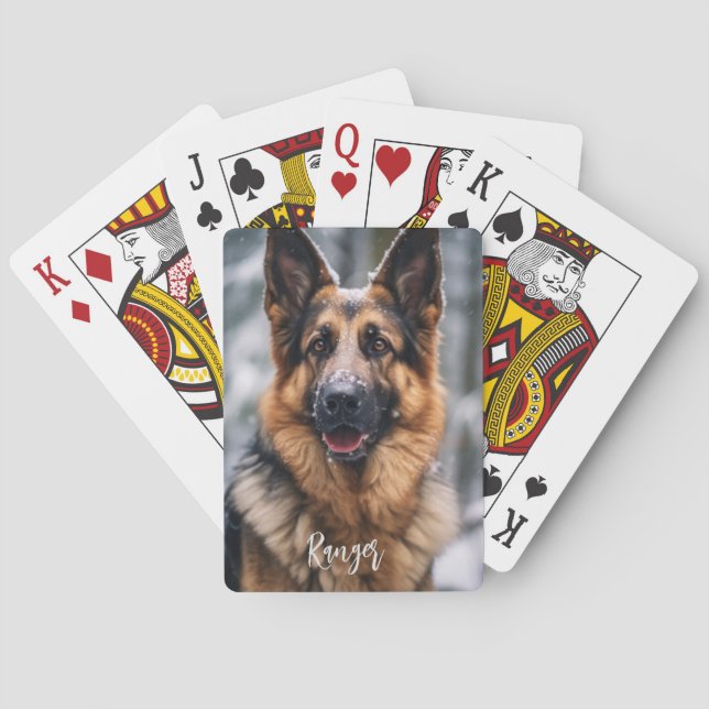 Personalized Your Pet's Photo with Name Playing Cards (Back)