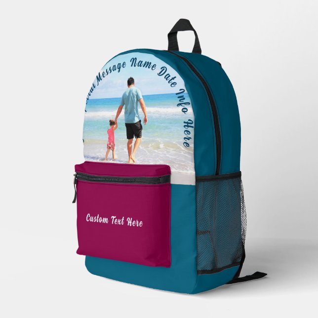 Personalized Your Photo Backpack Custom Text Name (Back Corner Right)