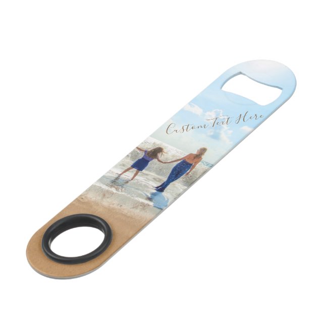 Personalized Your Photo Bar Key with Custom Text (Back Angled)