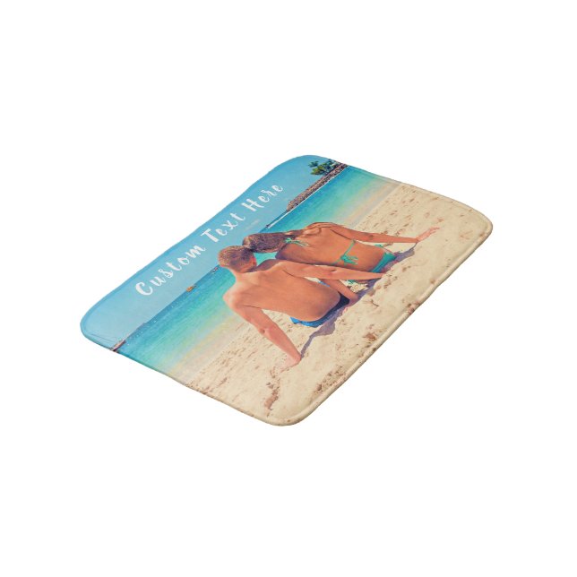 Personalized Your Photo Bath Mat with Custom Text (Angled)
