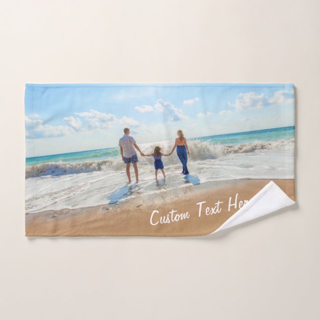Personalized Your Photo Bath Towels Custom Text (Hand Towel)