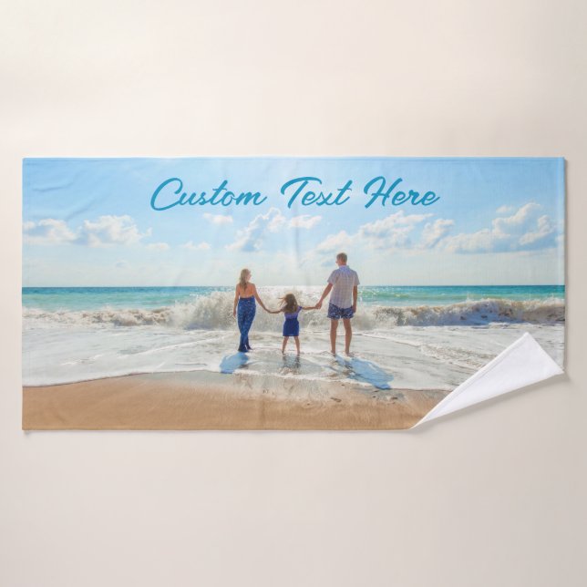 Personalized Your Photo Bath Towels Custom Text (Bath Towel)