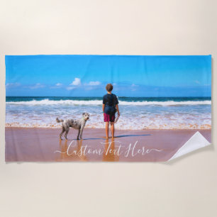 Personalized Your Photo Beach Towel Custom Text