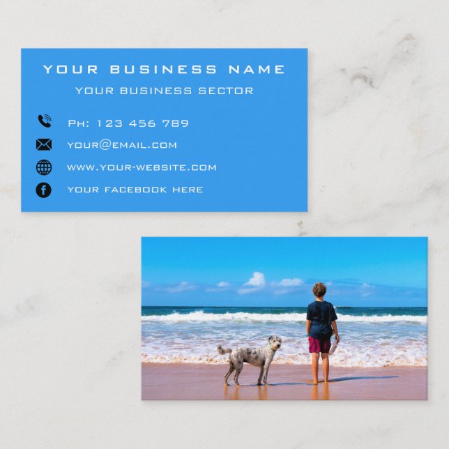 Personalized Your Photo Business Card Custom Text (Front/Back)