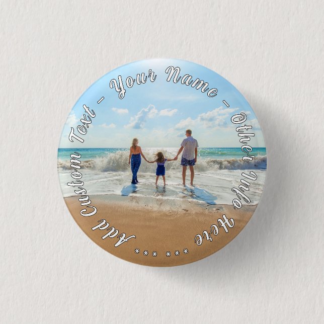 Personalized Your Photo Button Gift Custom Text (Front)