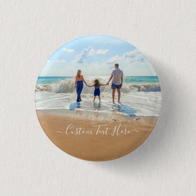 Personalized Your Photo Button with Custom Text (Front)