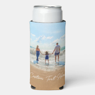 Personalized Your Photo Can Cooler and Custom Text