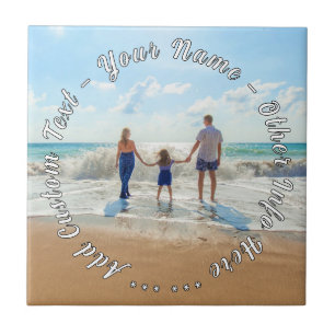 Personalized Your Photo Ceramic Tile Custom Text