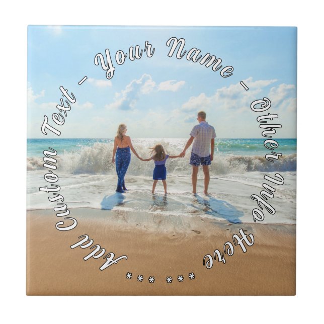 Personalized Your Photo Ceramic Tile Custom Text (Front)