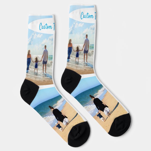 Personalized Your Photo Collage Socks Custom Text (Right)
