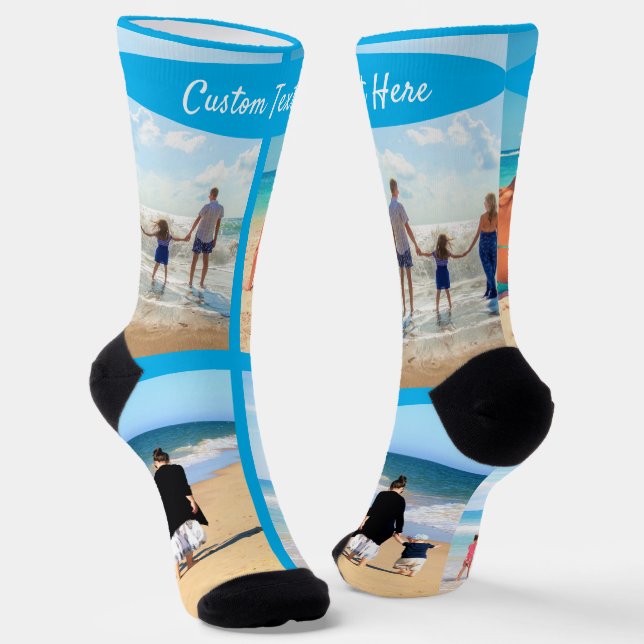 Personalized Your Photo Collage Socks Custom Text (Angled)