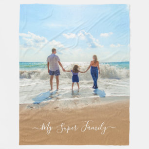 Personalized Your Photo Fleece Blanket Custom Text
