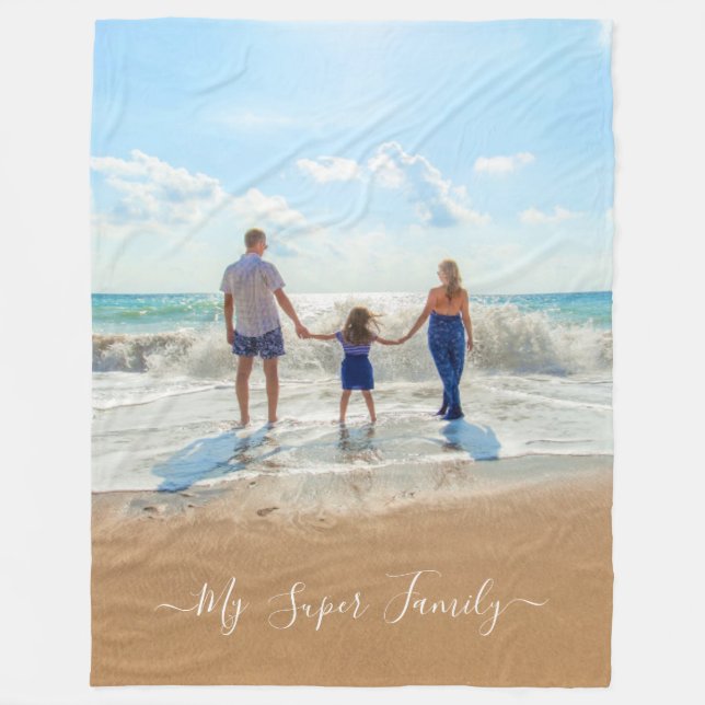 Personalized Your Photo Fleece Blanket Custom Text (Front)