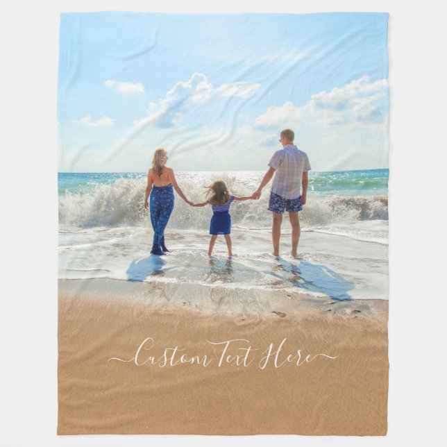 Personalized Your Photo Fleece Blanket with Text (Front)