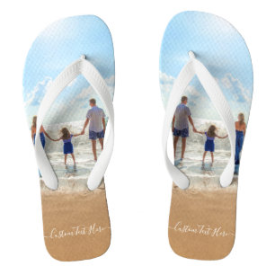 Personalized Your Photo Flip Flops Custom Text