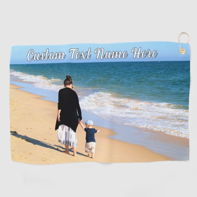 Personalized Your Photo Golf Towel and Custom Text (Horizontal)
