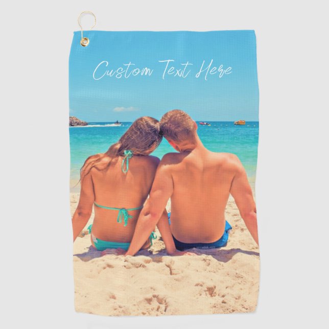 Personalized Your Photo Golf Towel and Custom Text (Front)