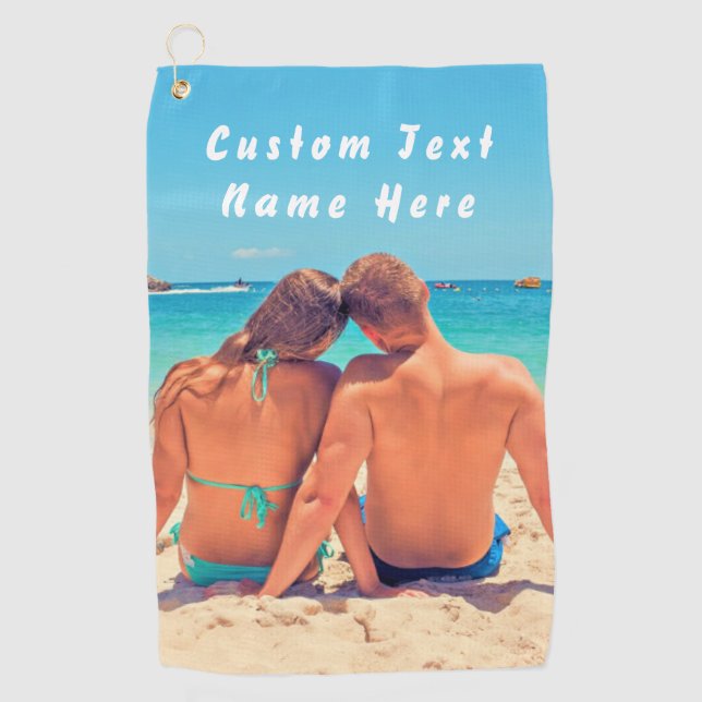 Personalized Your Photo Golf Towel and Custom Text (Front)