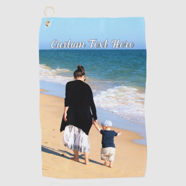 Personalized Your Photo Golf Towel Custom Text (Front)