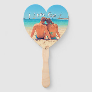 Personalized Your Photo Hand Fan Text - I Love You