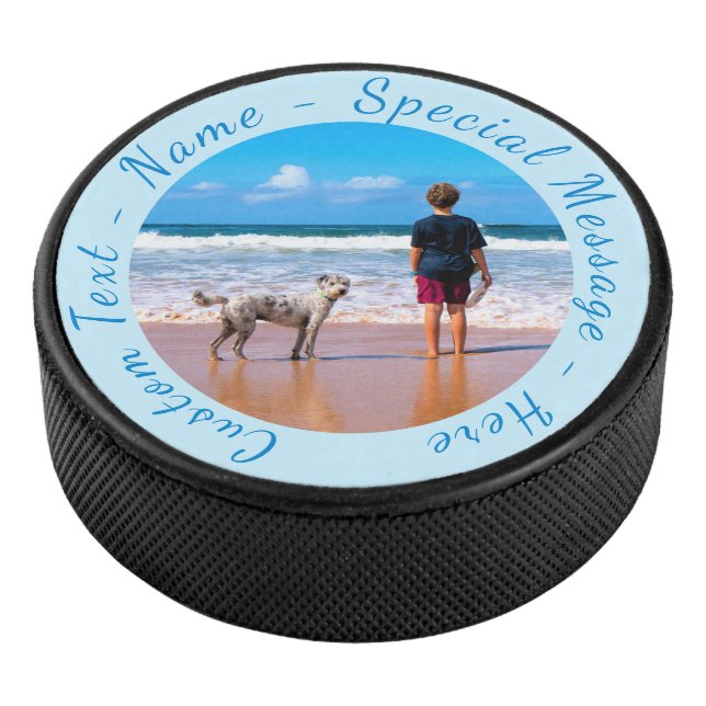 Personalized Your Photo Hockey Puck Custom Text (3/4)