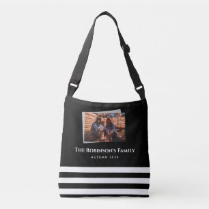 Personalized Your Photo in Black Frame with Texts Crossbody Bag