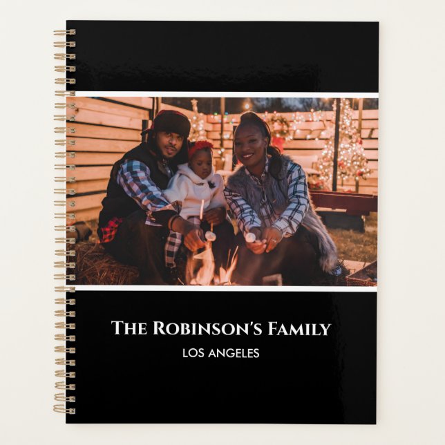 Personalized Your Photo in Black Frame with Texts Planner (Front)