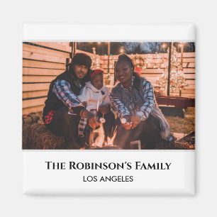 Personalized Your Photo in White Frame with Texts Magnet