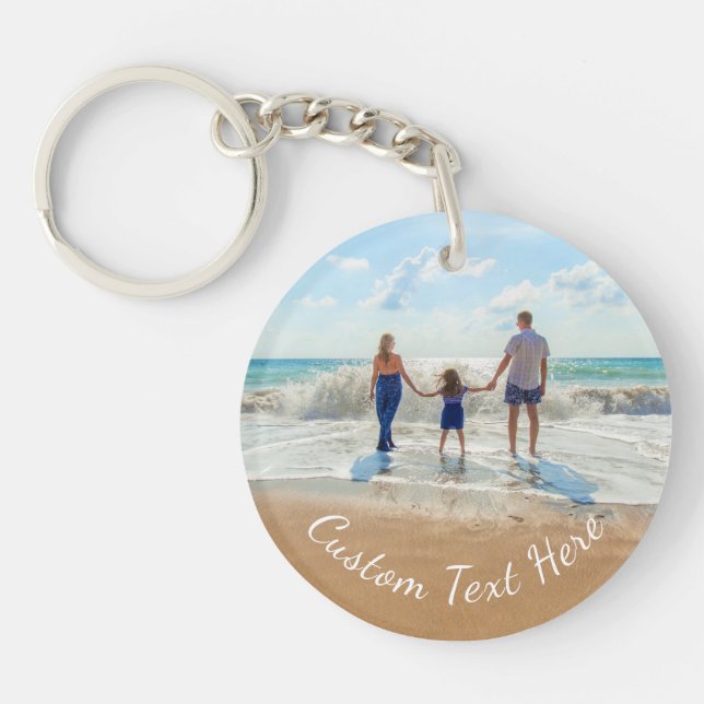 Personalized Your Photo Keychain Gift Custom Text (Front)