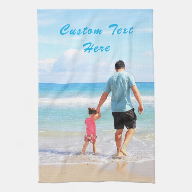 Personalized Your Photo Kitchen Towel Custom Text (Vertical)