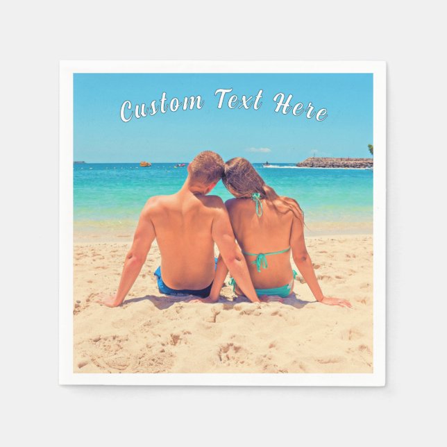 Personalized Your Photo Napkins with Custom Text (Front)