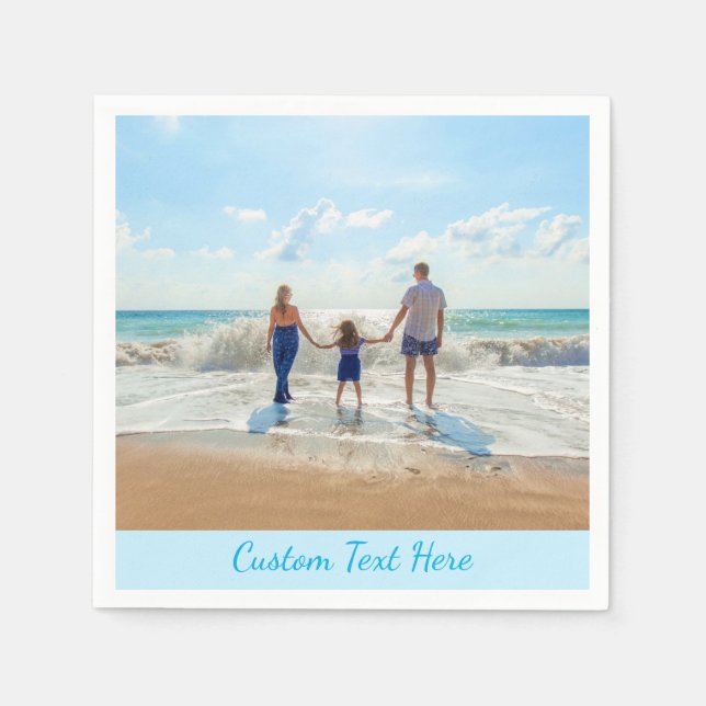 Personalized Your Photo Napkins with Custom Text (Front)