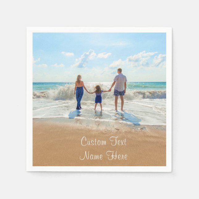 Personalized Your Photo Napkins with Custom Text (Front)