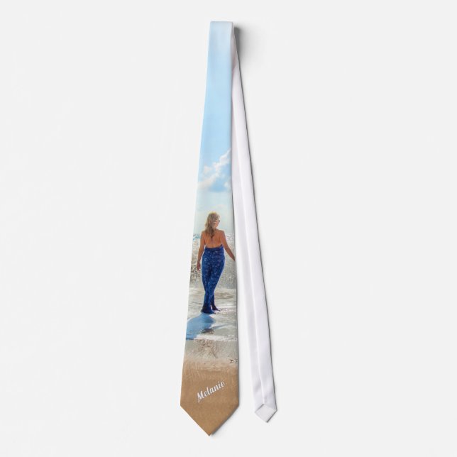 Personalized Your Photo Neck Tie Custom Name Text (Front)