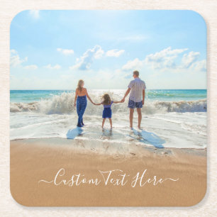 Personalized Your Photo Paper Coaster Custom Text
