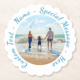 Personalized Your Photo Paper Coaster Custom Text