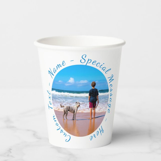 Personalized Your Photo Paper Cups and Custom Text (Front)